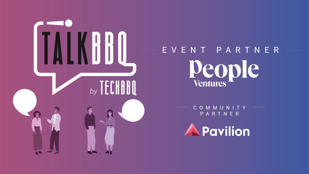 Logo of TalkBBQ and event partner, People Ventures, and Community Partner, Pavillion
