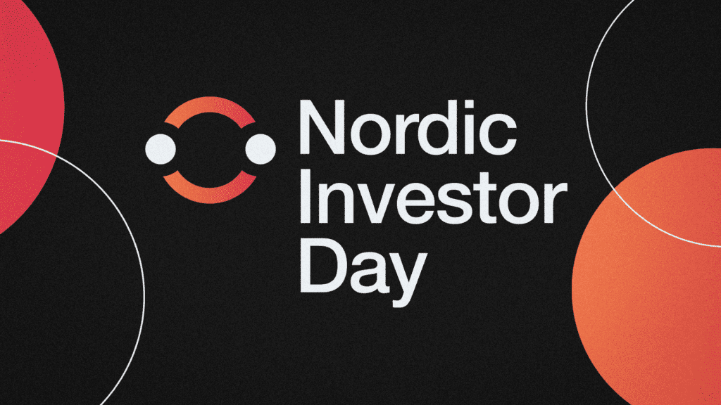 Nordic Investor Day banner in black, red, orange and white colours