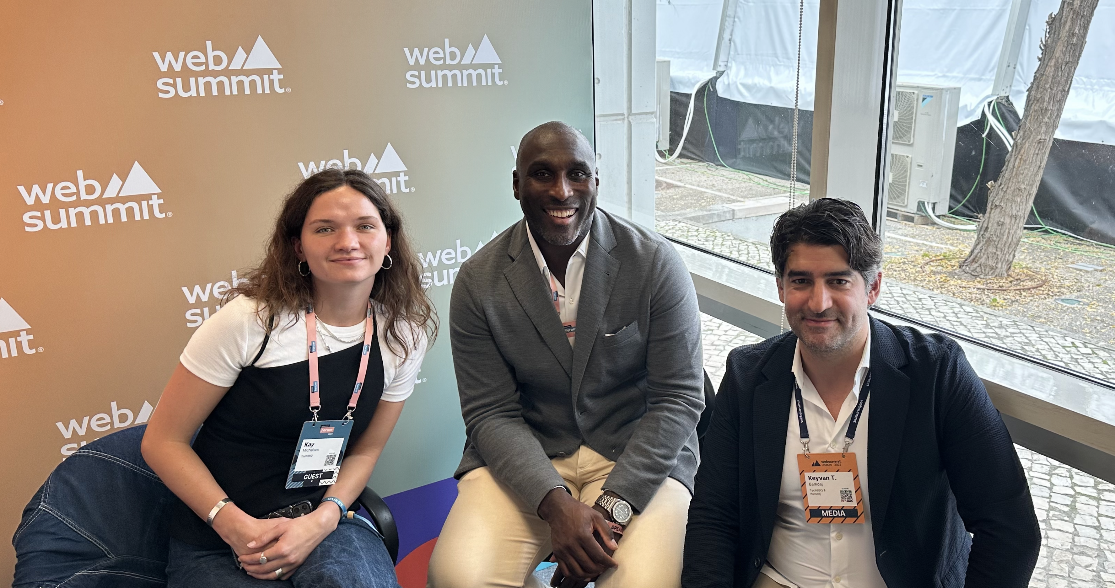 Sol Campbell, former professional English football player, with TechBBQ's team members