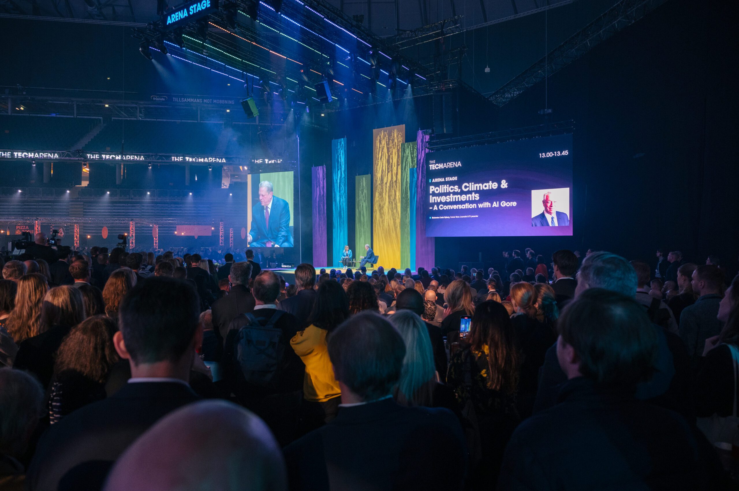 Websummit stage and audience during the session of Al Gore, Former US Vice-President & Nobel Prize